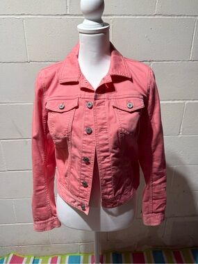 Talbots Coral Pink Denim Jacket - Button Front